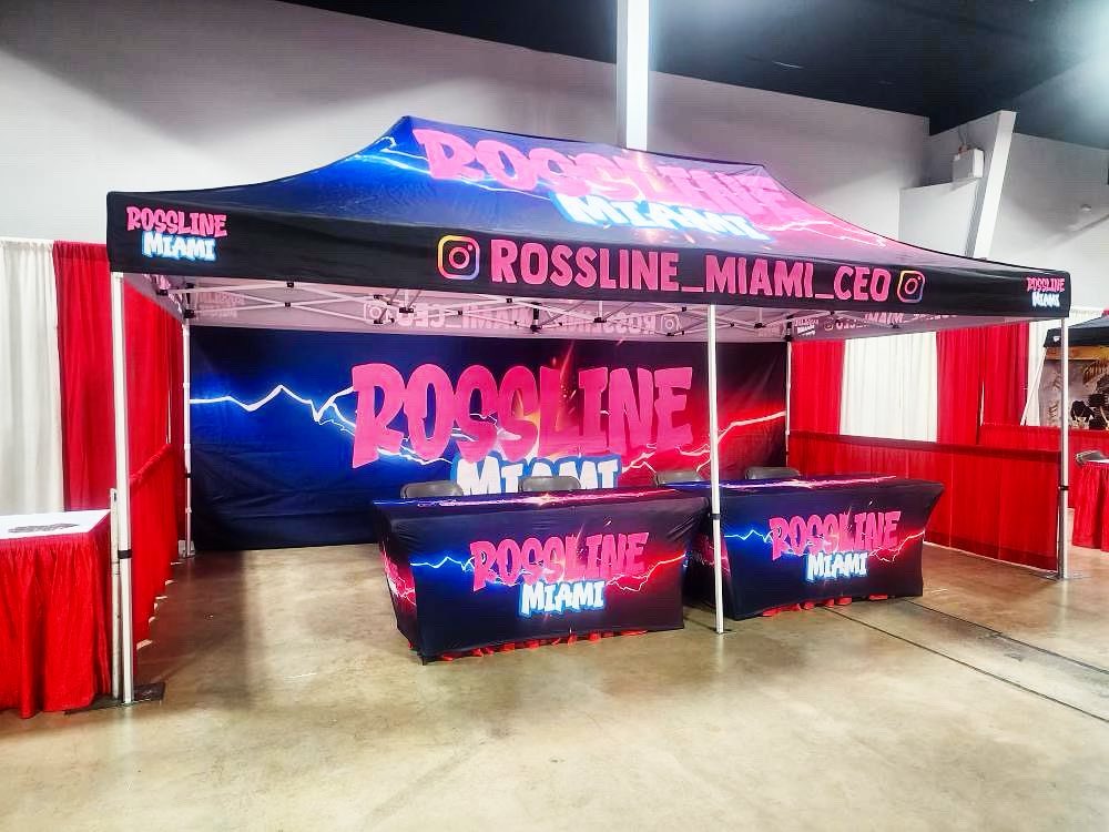 custom pop up tent Custom 10' x 20' Pop-Up Tent with Full Wall and Table Covers