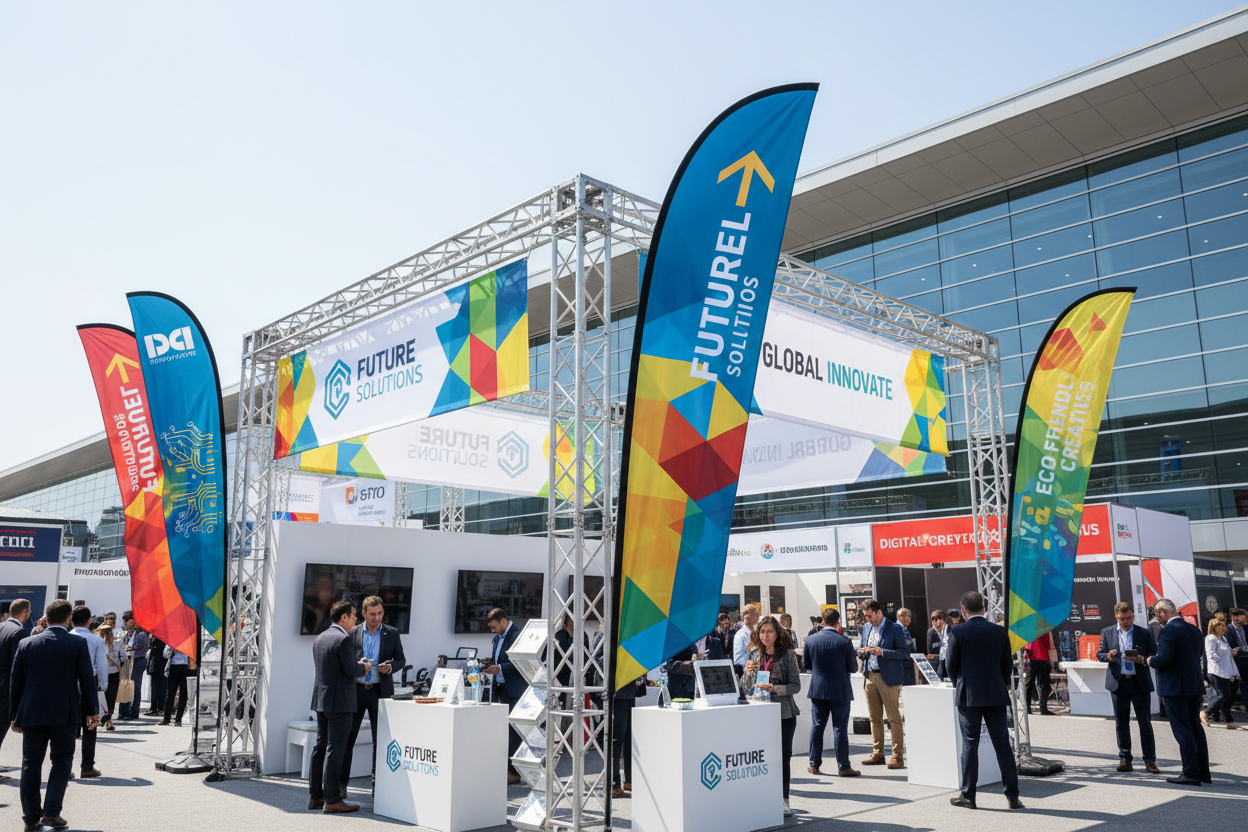Branded Outdoor Flags for Trade Shows That Drive More Booth Traffic