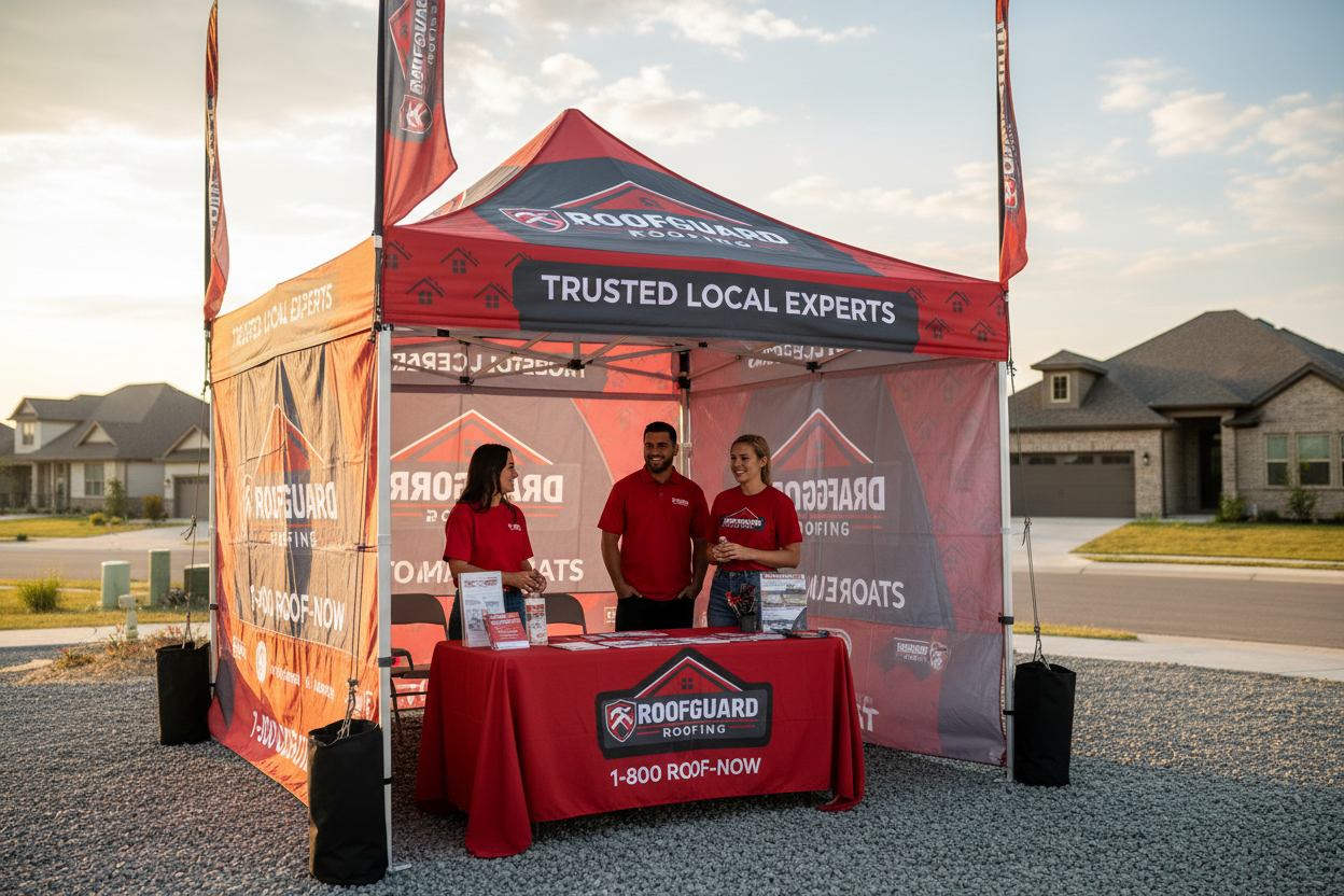 Custom Pop Up Tents for Roofing Companies That Stand Out