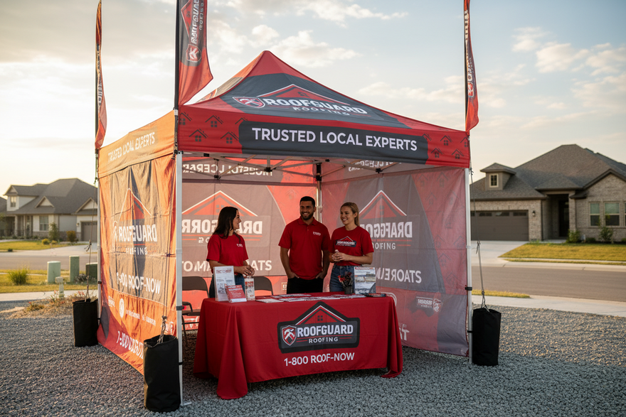 Custom Pop Up Tents for Roofing Companies That Stand Out