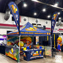 10' x 10' Pop-Up Tent with Full Wall, (2) Half Walls, Stretch-Fit Table Cover, (2) Double-Sided 8' Feather Flags with Tent Attachments-1