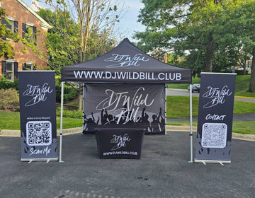 10' x 10' Pop-Up Tent with  Full Wall, Table Cover, and (2) Roll-Up Banners