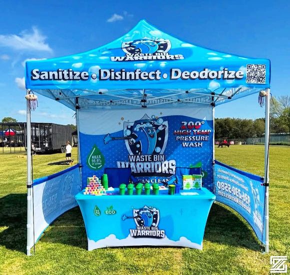 10' x 10' Pop-Up Tent with Single-Sided Full Wall and Half Walls, 6' Table Cover