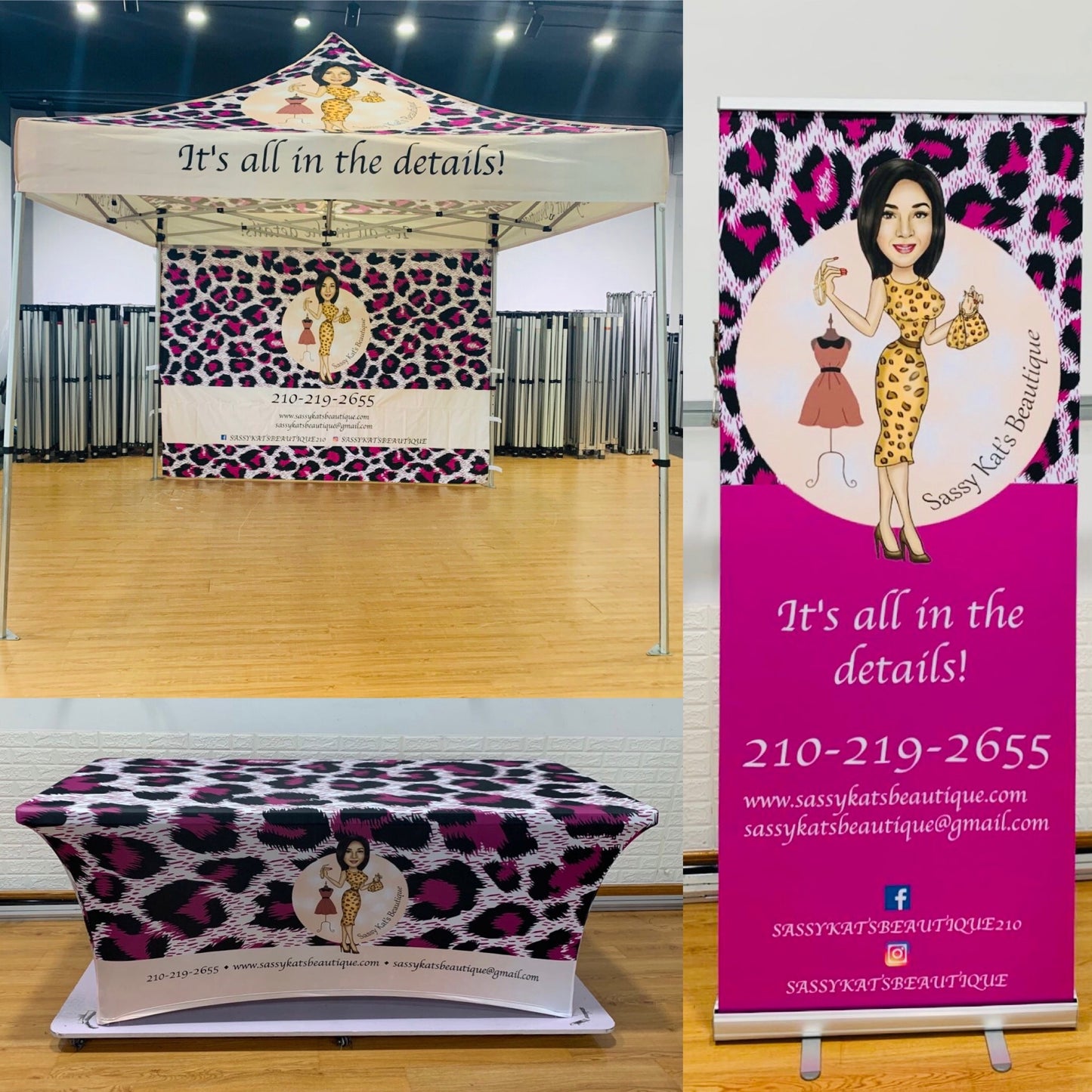 10x10 Pop-Up Tent with Single-Sided Back Wall, 6 Table Cover, and Roll-Up Banner