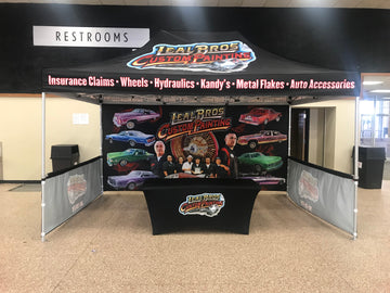 10' x 15' Pop-Up Tent with Single-Sided Full Wall and Half Walls, 6' Table Cover