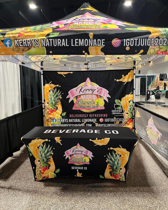 10' x 10' Pop-Up Tent with Single-Sided Full Wall and Half Walls, 6' Table Cover